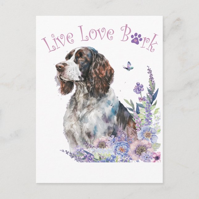 Cartão Postal Mãe de Cachorro Springer Spaniel Floral (Frente)