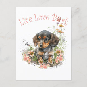 Cartão Postal Mãe de Dachshund Floral