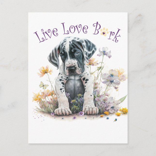 Cartão Postal Mãe de Great Dane Floral (Frente)