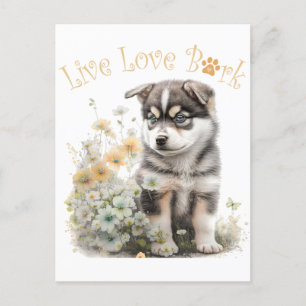 Cartão Postal Mãe de Malamute do Alasca Floral
