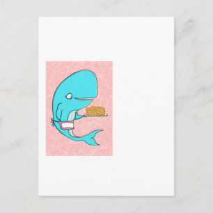 Cartão Postal Mãe dona de baleia com bolo de krill