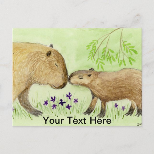 Cartão Postal Mãe e Bebê Capybara (Frente)