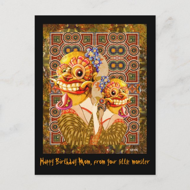 Cartão Postal Mãe e Criança (monstro pequeno) (Frente)