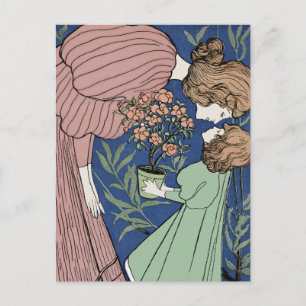 Cartão Postal Mãe e Filha - Art Nouveau