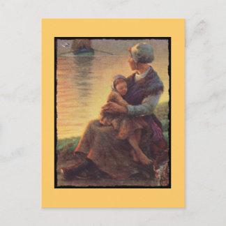 Cartão Postal Mãe e Filha na praia