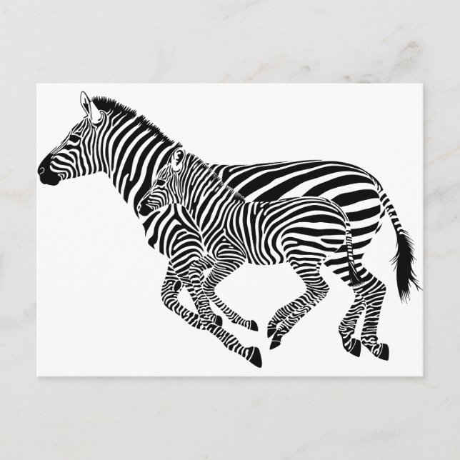 Cartão Postal Mãe e Filho da abstrato Zebras (Frente)