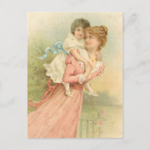Cartão Postal Mãe e Filho do Dia de as mães Vintage