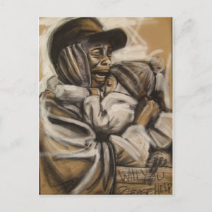Cartão Postal Mãe e Filho Sem-Abrigo