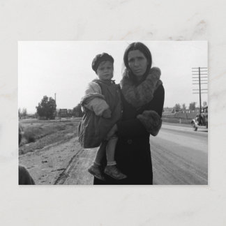 Cartão Postal Mãe e filho sem-abrigo - 1939