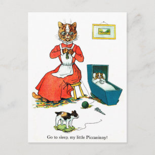 Cartão Postal Mãe e Gato Bebê, Louis Wain