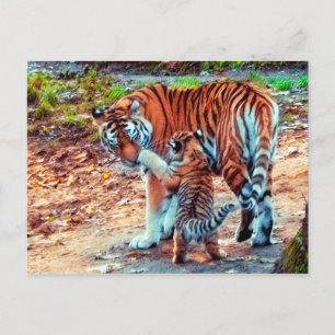Cartão Postal Mãe e Tigre para Bebês