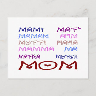 Cartão Postal Mãe em diferentes línguas (Dia de as mães)