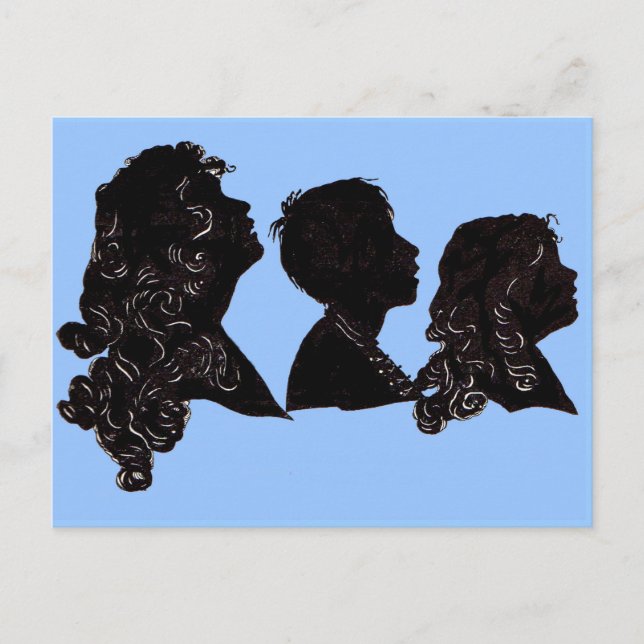 Cartão Postal Mãe, filho e filha da silhueta familiar de 1906 (Frente)