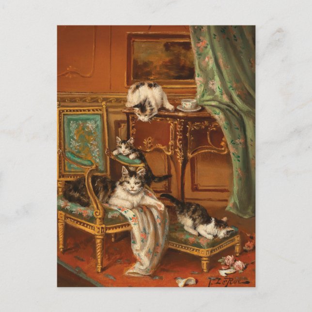 Cartão Postal Mãe Gato | Jules Le Roy (Frente)