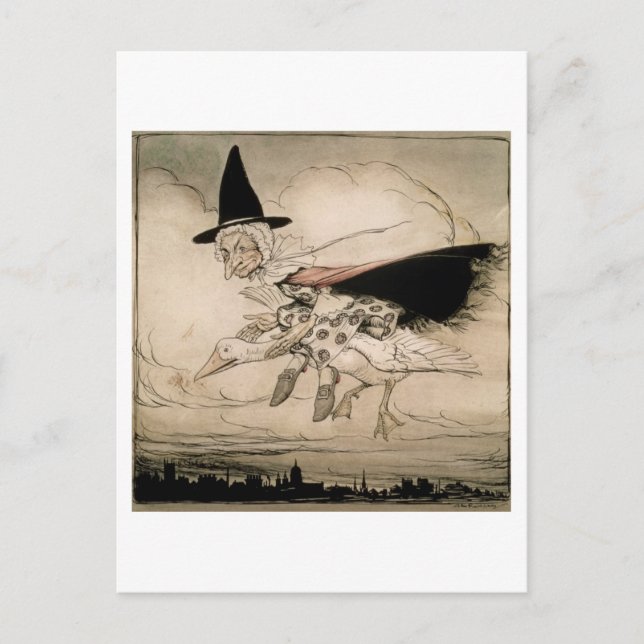 Cartão Postal Mãe Goose, frontispício de "Mãe Goose A Ol" (Frente)