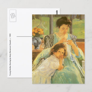 Cartão Postal Mãe jovem costurando por Mary Cassatt, Arte Vinta
