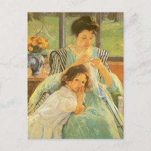 Cartão Postal Mãe jovem costurando por Mary Cassatt, Arte Vinta