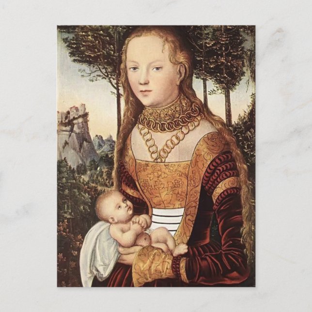 Cartão Postal Mãe jovem de Lucas Cranach, o Velho (Frente)