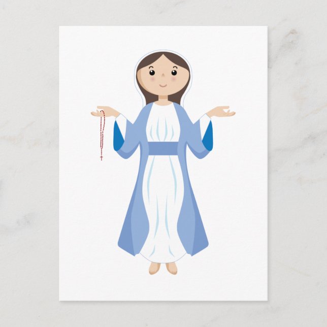 Cartão Postal Mãe Mary com Rosary (Frente)
