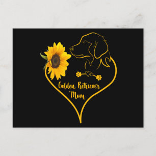 Cartão Postal Mãe ouro De Retriever Com Cachorros De Girassol