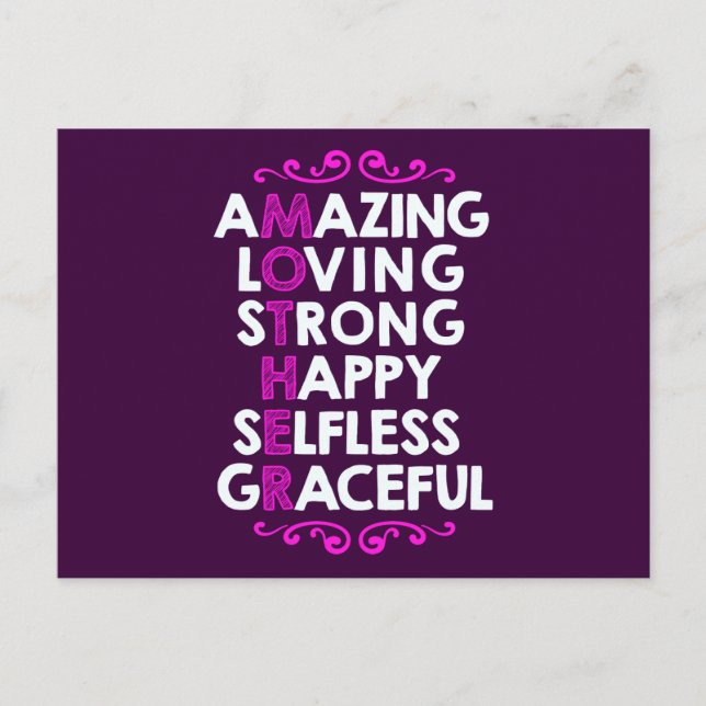 Cartão Postal MÃE | Presente perfeito para o Dia de as mães (Frente)