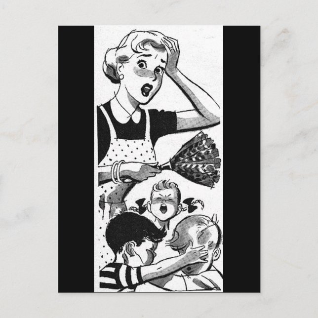 Cartão Postal Mãe Retro Oprimida (Frente)