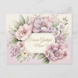 Cartão Postal Mãe Sempre Grata com Flores de Lavanda
