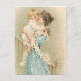 Cartão Postal Mãe Vintage Segurando Filho