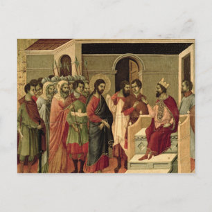 Cartão Postal Maesta: Jesus antes de Herodes, 1308-11
