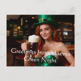 Cartão Postal Maeve in Emerald Corset Irish Pub St Patrick's Day