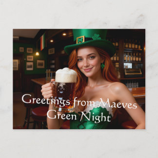 Cartão Postal Maeve in Emerald Corset Irish Pub St Patrick's Day