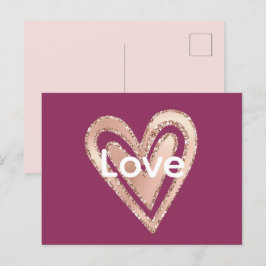 Cartão Postal Magenta Blush Coração Rosa Amor