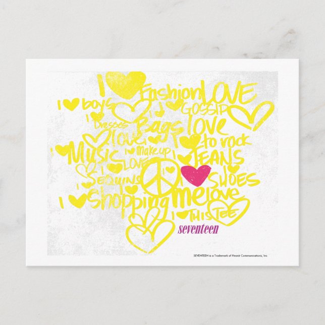 Cartão Postal Magenta de grafite/Amarelo (Frente)