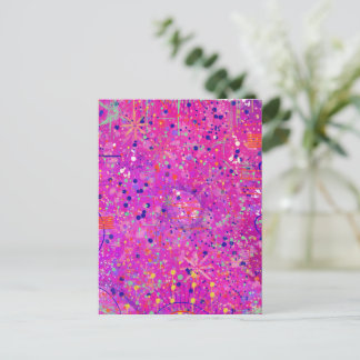 Cartão Postal Magenta Jubilee Abstract Print 