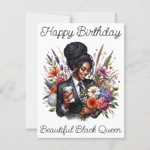 Cartão Postal Magia de Menina Preta Aniversário Irmã Melanina Mu