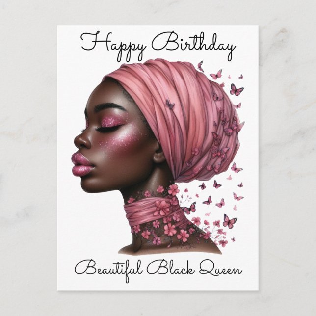 Cartão Postal Magia de Menina Preta Aniversário Irmã Melanina Mu (Frente)
