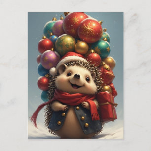 Cartão Postal 🎄 Magia de Natal doouriço Adorável ❄️ Inverno
