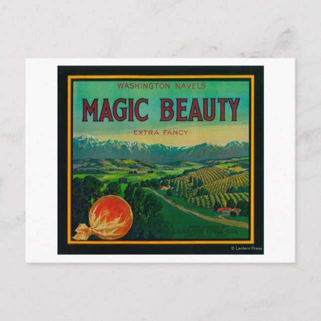 Cartão Postal Magic Beauty Orange LabelPorterville, CA (Frente)