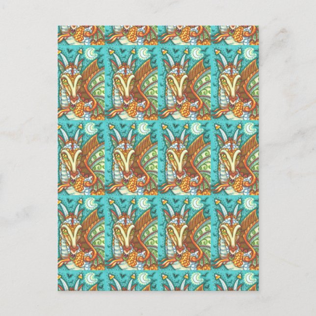 CARTÃO POSTAL MAGIC CANDY CORN DRAGON, HALLOWEEN FANTASY (Frente)