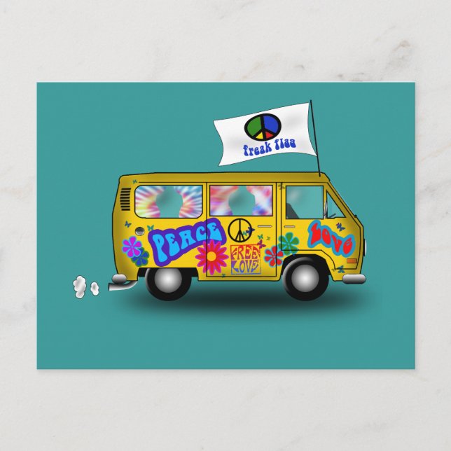 Cartão Postal Magic Hippie Van (Frente)