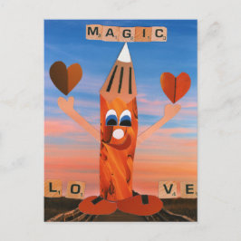 Cartão Postal Magic Love! Grappig potlood stuurt liefde