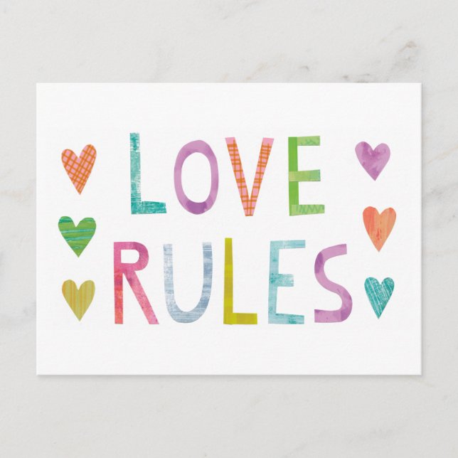 Cartão Postal Magic Love Rules with Hearts (Frente)