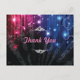 Cartão Postal Magic Neon Glow Lights Obrigado