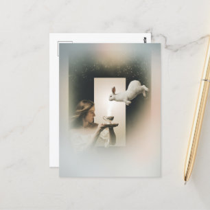 Cartão Postal Magic Surreal Tea com coelho branco