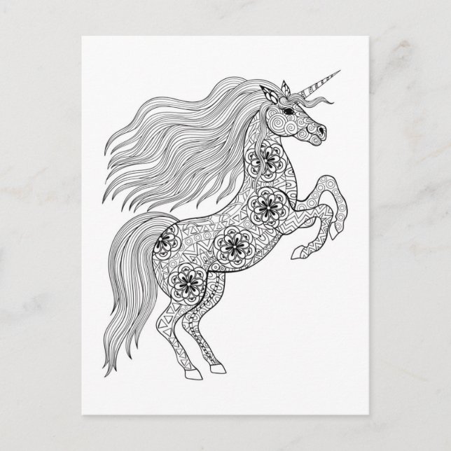 Cartão Postal Magic Unicorn inspirado (Frente)