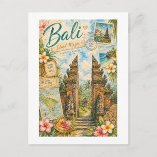 Cartão Postal Mágica Ilha Bali Vintage Viagem Indonésia