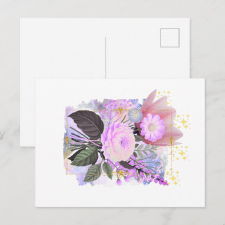 Cartão Postal Magical Floral Bouquet in Golden Frame