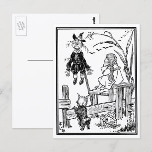 Cartão Postal Mágico de Oz Vintage, Dorothy Toto Encontra Espant