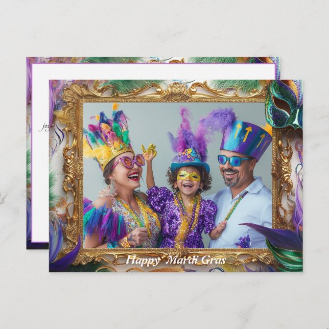 Cartão postal mágico para Mardi Gras personalizado (Frente/Verso)