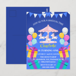 Cartão Postal Magico Unicórnio padrão de carrossel de arco-íris 